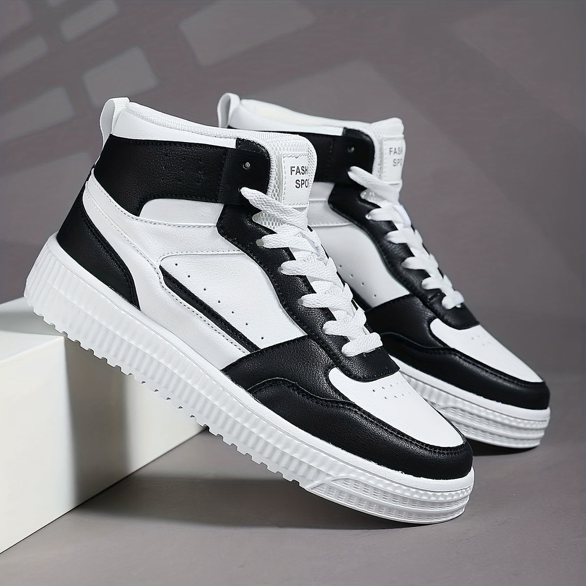 Men's High Top Skate Shoes With Good Grip, Lace-up Sneakers, Men's Footwear
