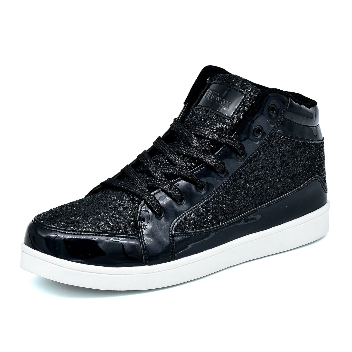 Men's High Top Sequin Shoes, Fashion Shiny Casual Sneakers For Parties & Discos, Golden\u002FSilver
