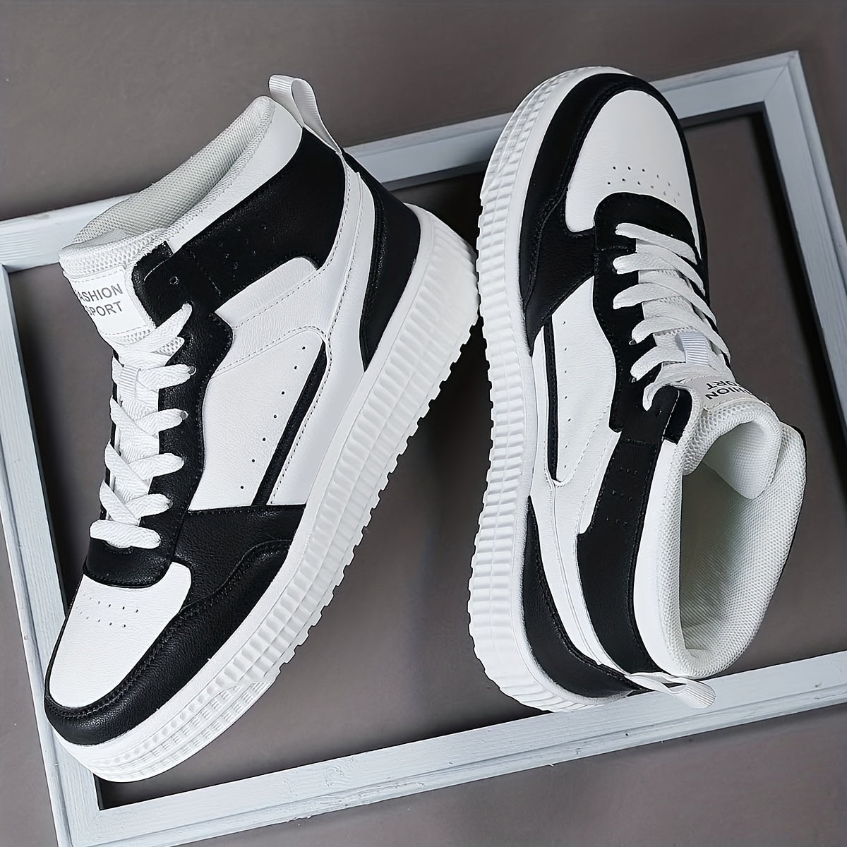 Men's High Top Skate Shoes With Good Grip, Lace-up Sneakers, Men's Footwear
